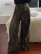 Livesso Women's Leopard Print Loose Denim Shorts, Summer