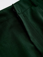 Vela Rue Minimalist Design Jumpsuit Pants, Hook & Zipper Closure, Thin Solid Green Straight Leg Trousers, Flattering Wide Leg, Fashionable All Season