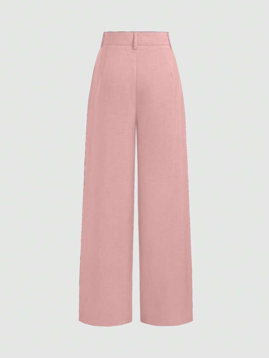 Vela Rue Minimalist Design Jumpsuit Pants, Hook & Zipper Closure, Thin Solid Green Straight Leg Trousers, Flattering Wide Leg, Fashionable All Season