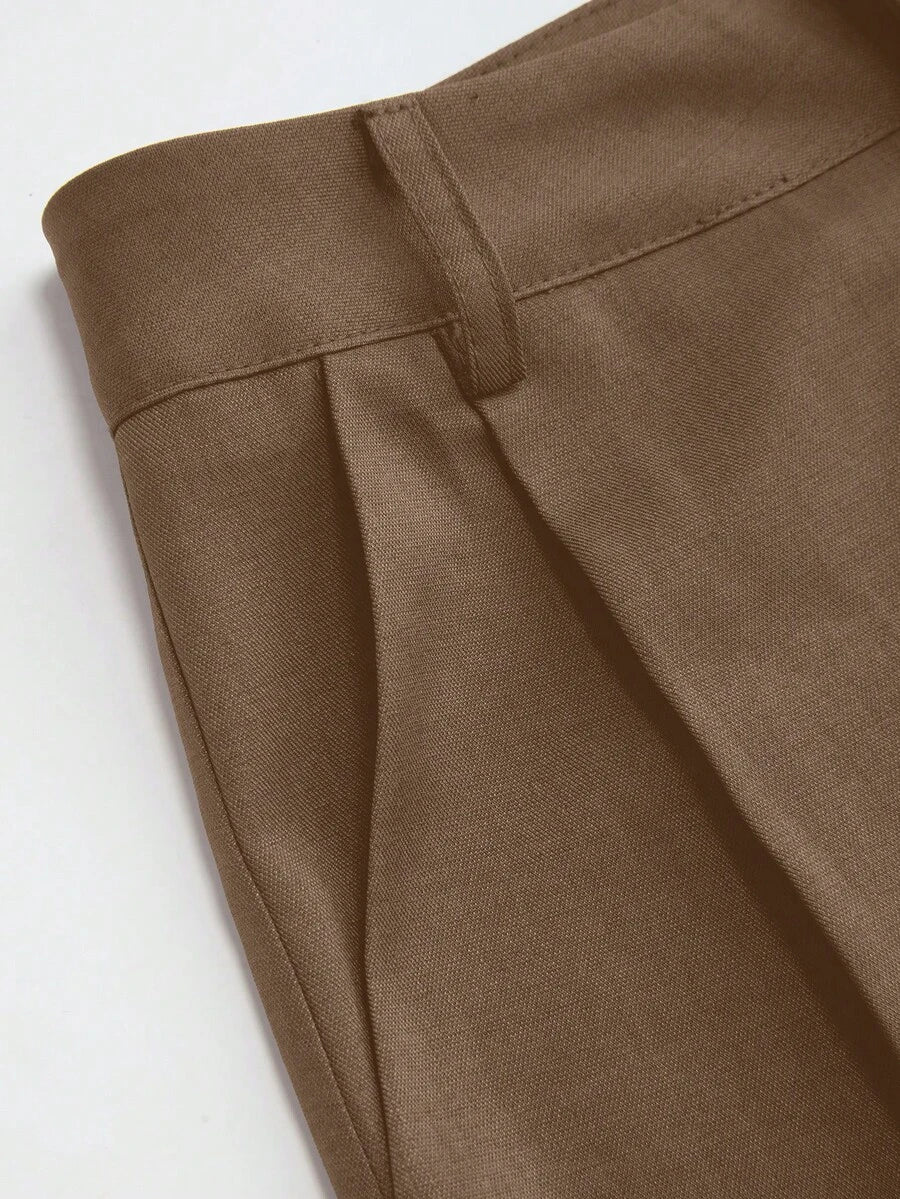 Vela Rue Minimalist Design Jumpsuit Pants, Hook & Zipper Closure, Thin Solid Green Straight Leg Trousers, Flattering Wide Leg, Fashionable All Season