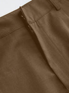 Vela Rue Minimalist Design Jumpsuit Pants, Hook & Zipper Closure, Thin Solid Green Straight Leg Trousers, Flattering Wide Leg, Fashionable All Season