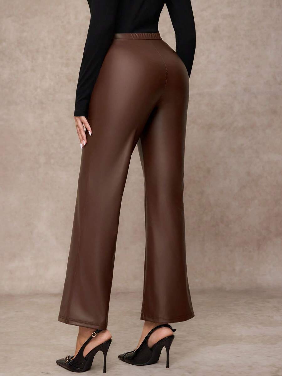 SHEIN Clasi Summer Elegant Women's Plaid Printed Elastic Knitted Pants, Suitable For Various Occasions, Suitable For Summer Vacation, Elegant Travel, And Daily Commuting Business Casual Woman