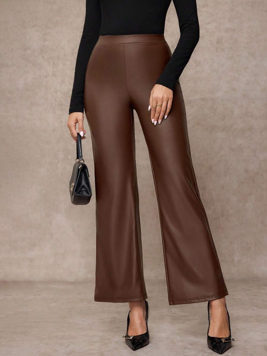 SHEIN Clasi Summer Elegant Women's Plaid Printed Elastic Knitted Pants, Suitable For Various Occasions, Suitable For Summer Vacation, Elegant Travel, And Daily Commuting Business Casual Woman