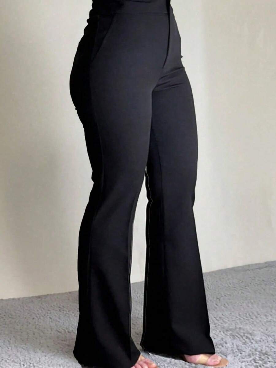 Plus Size Women Elegant High Waist Pocket Slim Fit Casual Everyday Commute Pants