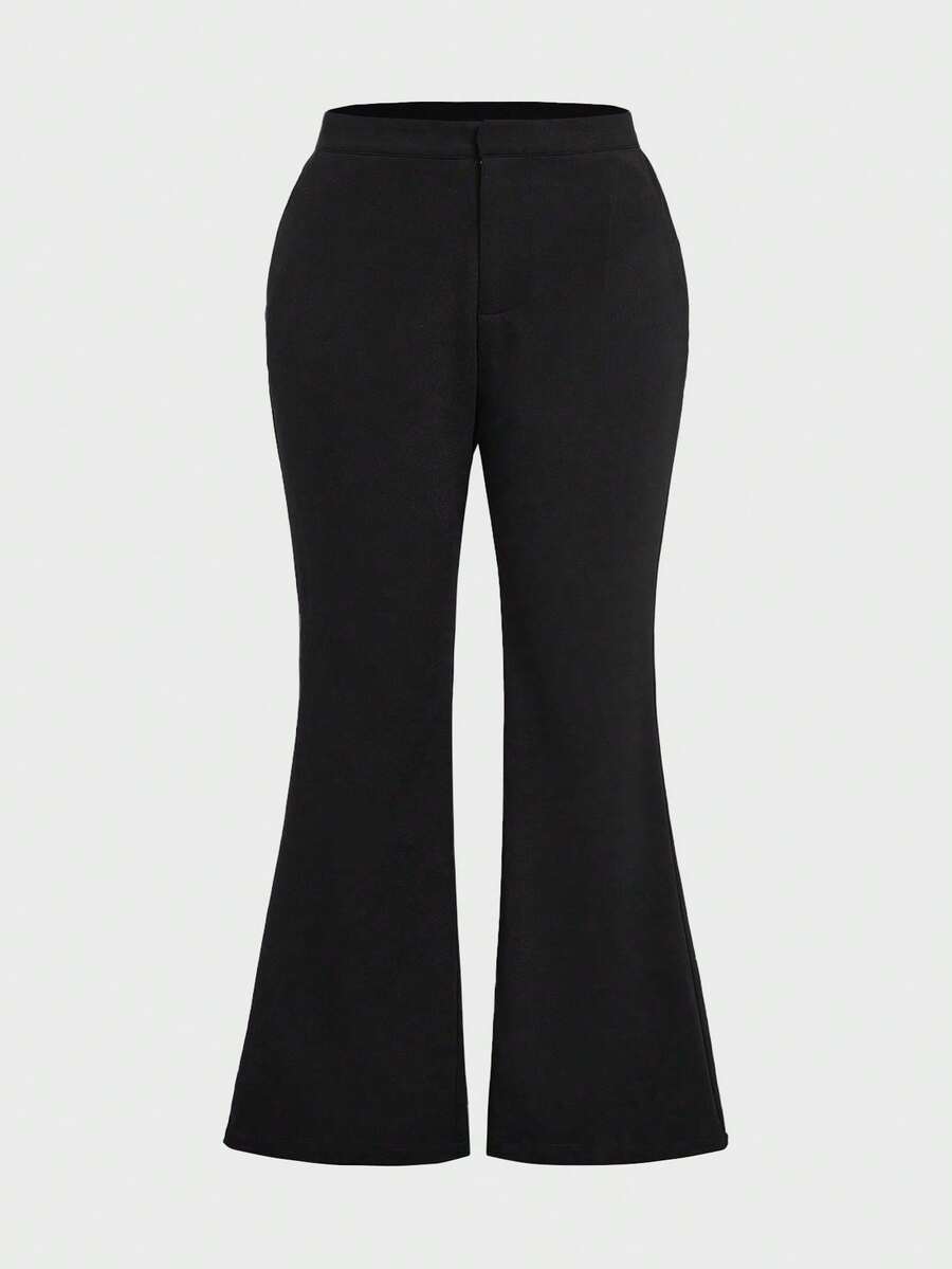 Plus Size Women Elegant High Waist Pocket Slim Fit Casual Everyday Commute Pants