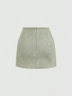 Sweetra Vintage Italian Style Maillard Color Pleated Bodycon Skirt, Sexy & Alluring For Autumn/Winter