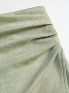 Sweetra Vintage Italian Style Maillard Color Pleated Bodycon Skirt, Sexy & Alluring For Autumn/Winter