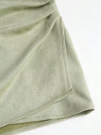 Sweetra Vintage Italian Style Maillard Color Pleated Bodycon Skirt, Sexy & Alluring For Autumn/Winter