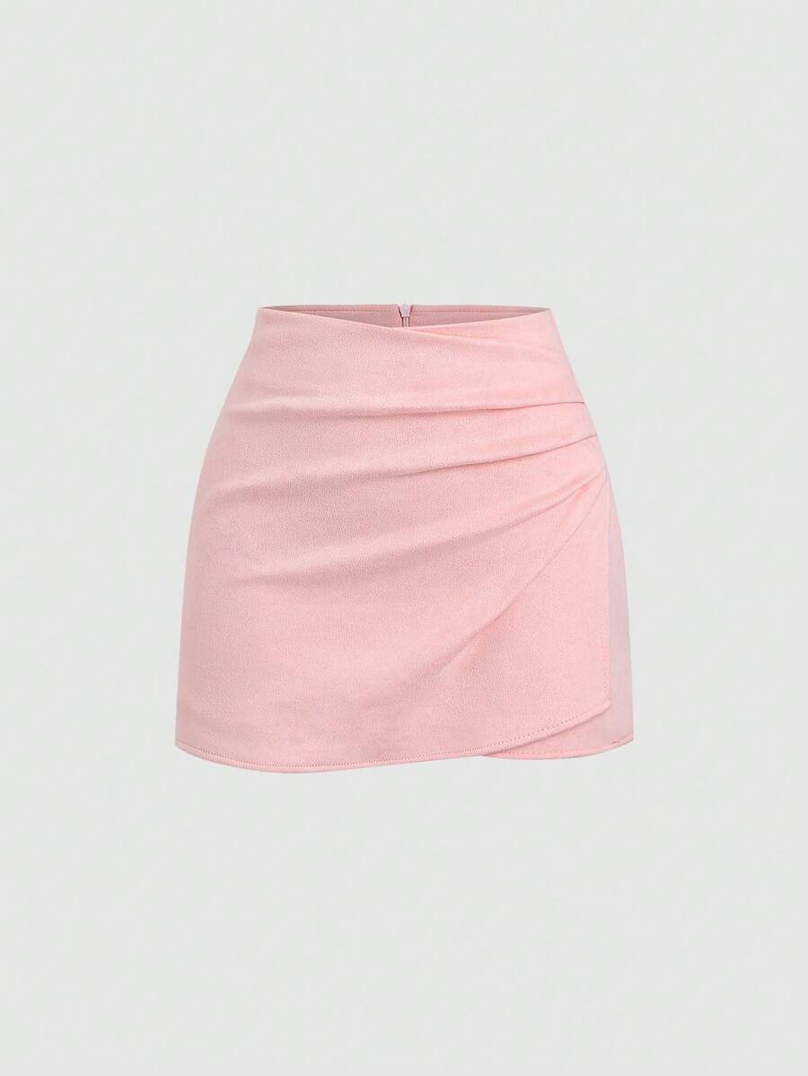 Sweetra Vintage Italian Style Maillard Color Pleated Bodycon Skirt, Sexy & Alluring For Autumn/Winter