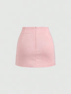 Sweetra Vintage Italian Style Maillard Color Pleated Bodycon Skirt, Sexy & Alluring For Autumn/Winter