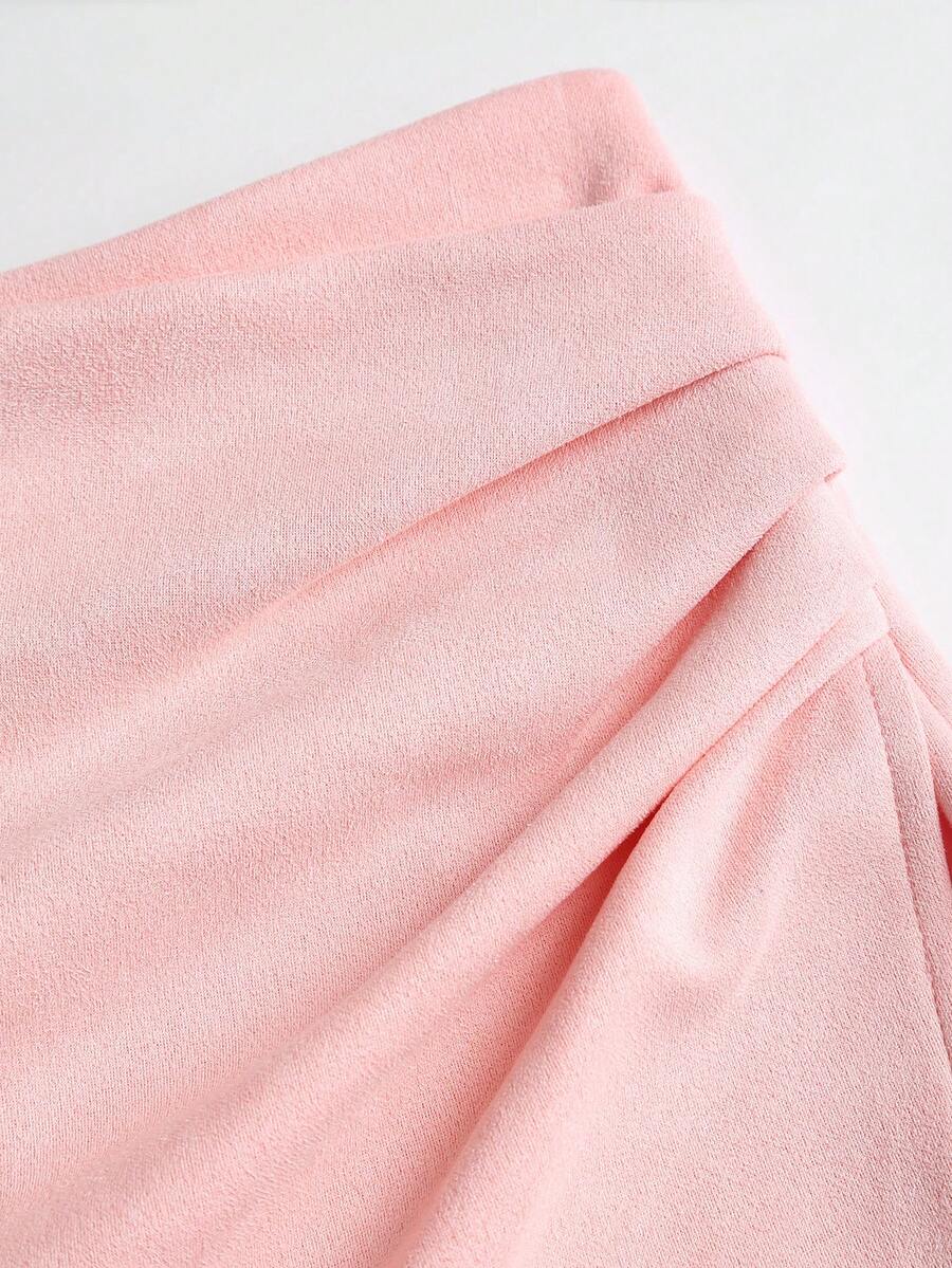 Sweetra Vintage Italian Style Maillard Color Pleated Bodycon Skirt, Sexy & Alluring For Autumn/Winter