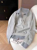 Airaco Women's Contrast Color Block Collar Long Sleeve Half-Zip Casual Pullover Sweatshirt