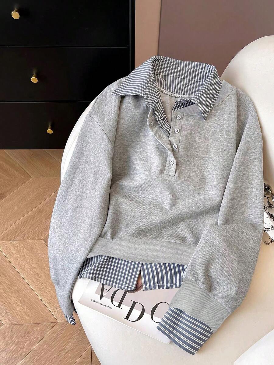 Airaco Women's Contrast Color Block Collar Long Sleeve Half-Zip Casual Pullover Sweatshirt
