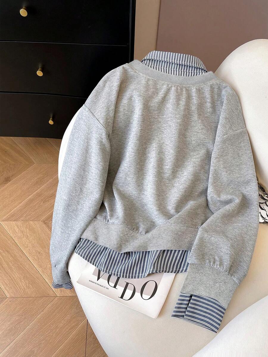 Airaco Women's Contrast Color Block Collar Long Sleeve Half-Zip Casual Pullover Sweatshirt