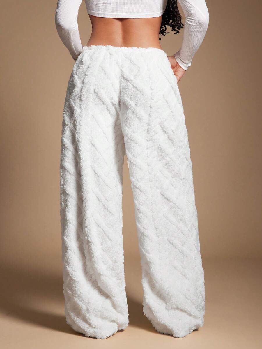 SHEIN SXY Women's Comfortable Casual Simple Low Waist Drawstring Wide Leg Pants Striped Pants Set Comfy Pants Set Women Lounge Pants Set