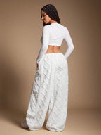 SHEIN SXY Women's Comfortable Casual Simple Low Waist Drawstring Wide Leg Pants Striped Pants Set Comfy Pants Set Women Lounge Pants Set