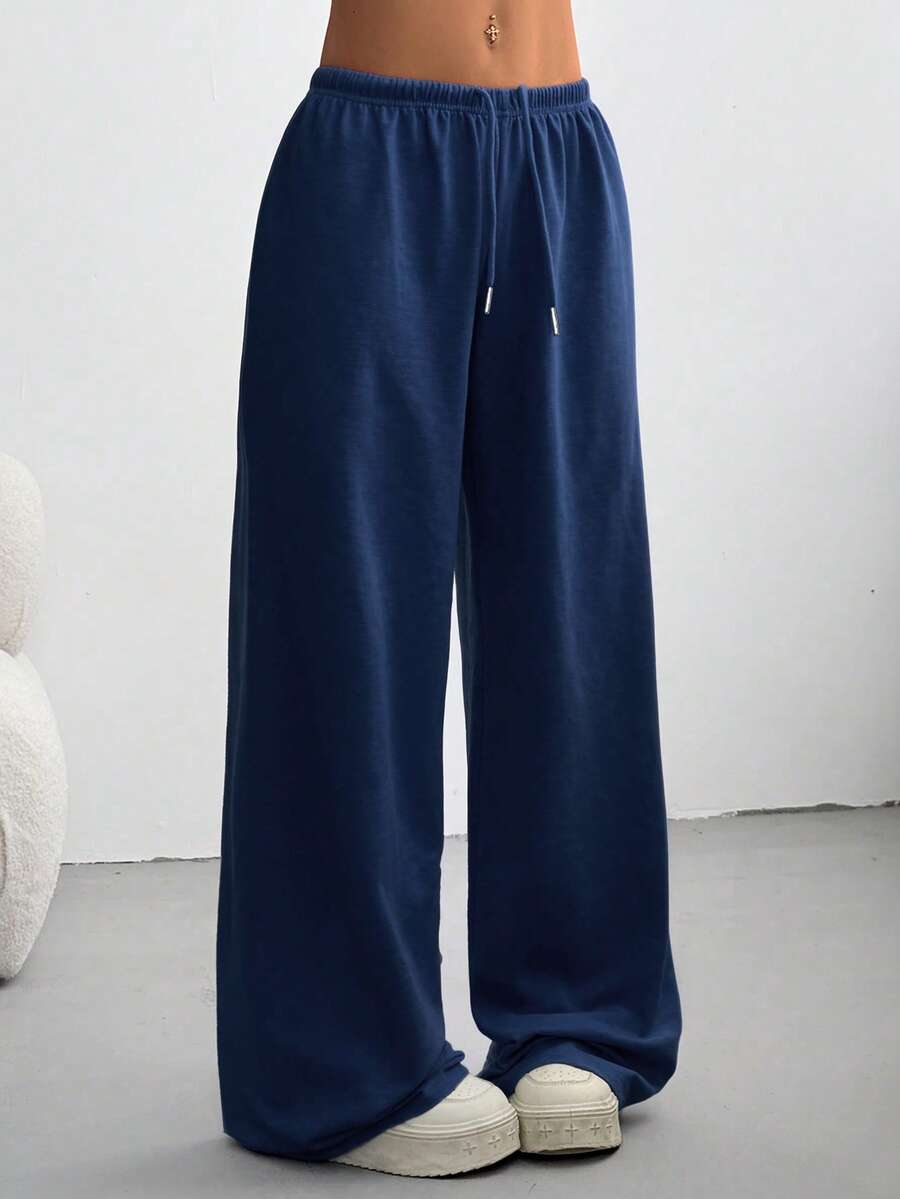 CovetEZ Women's Casual Loose Solid Color Drawstring Waist Sweatpants Wide Leg Sweatpants Graduation,Back To School Outfits,Graduation,Teacher Outfits For Women,Back To School