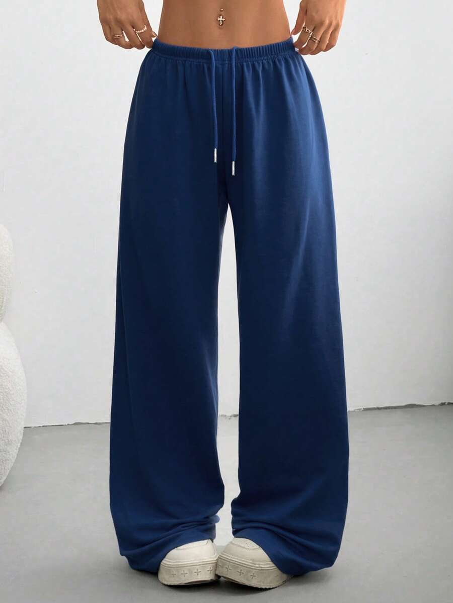 CovetEZ Women's Casual Loose Solid Color Drawstring Waist Sweatpants Wide Leg Sweatpants Graduation,Back To School Outfits,Graduation,Teacher Outfits For Women,Back To School
