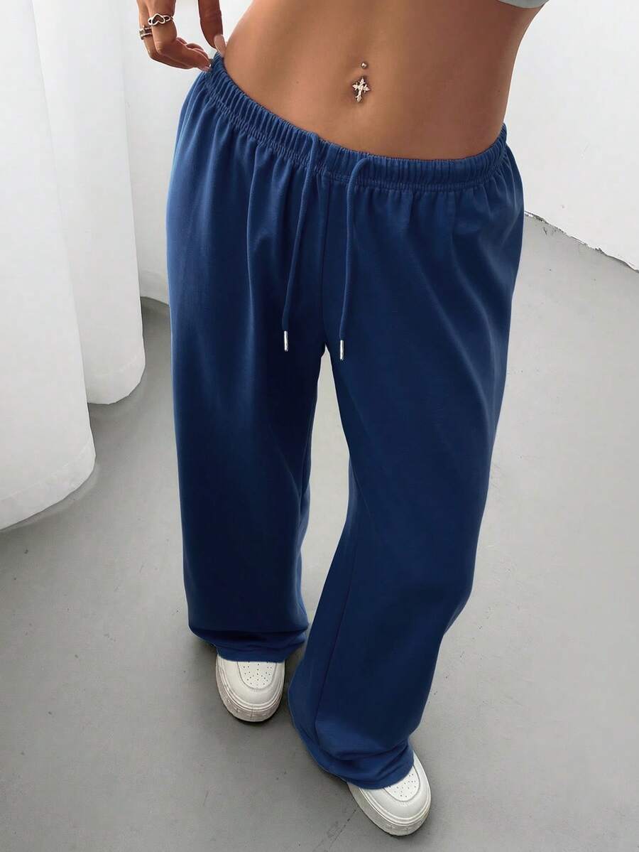 CovetEZ Women's Casual Loose Solid Color Drawstring Waist Sweatpants Wide Leg Sweatpants Graduation,Back To School Outfits,Graduation,Teacher Outfits For Women,Back To School