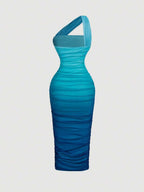 SHEIN MOD Women's Ombre Ruched Bodycon Mid-Length One Shoulder Mesh Dress,Fall / Winter, Autumn Clothes For Women,Thanksgiving,Dress, Party,Wedding,Wedding Guest Party Dress ,Elegant Dresses For Ladies,Pink,Frenchy Vacay Dress,Terrace Chill,Glamour Dress,Tea Chat Elegance Dress,Chic Autumn,Fall New Style Women, One Shoulder Dresses, Sunset Color Outfit,Women's Sexy Gradient One Shoulder Mesh Midi Bodycon Dress