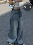 New Women's Retro Casual Boyfriend Style Straight Loose Fit Versatile Denim Jeans, All Season
