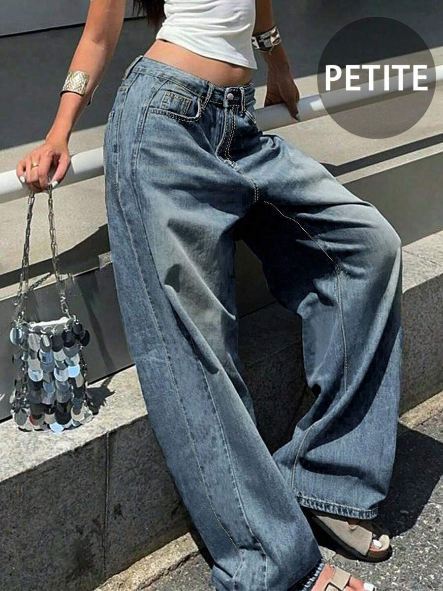 New Women's Retro Casual Boyfriend Style Straight Loose Fit Versatile Denim Jeans, All Season