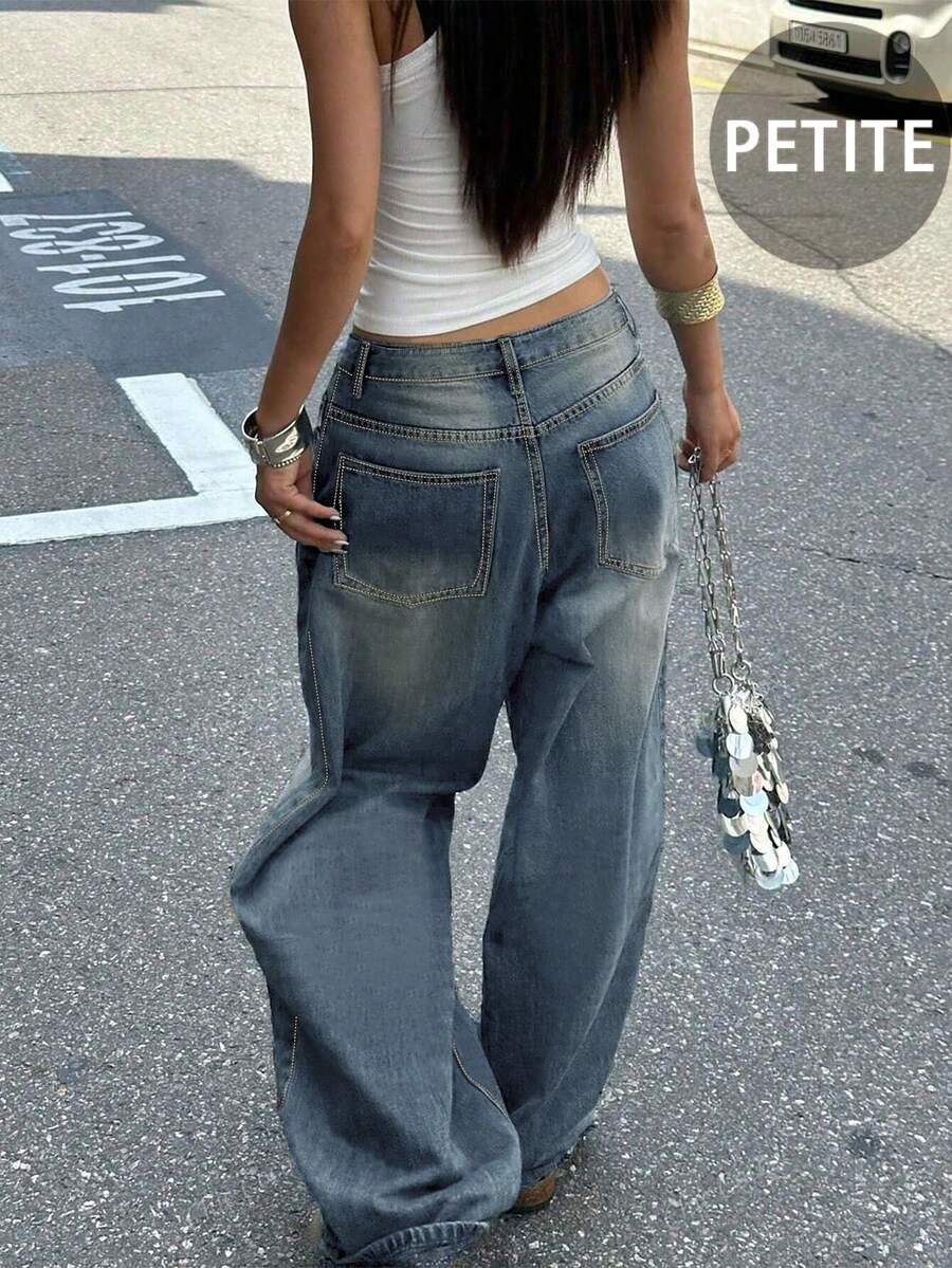 New Women's Retro Casual Boyfriend Style Straight Loose Fit Versatile Denim Jeans, All Season