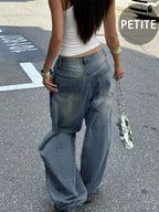 New Women's Retro Casual Boyfriend Style Straight Loose Fit Versatile Denim Jeans, All Season
