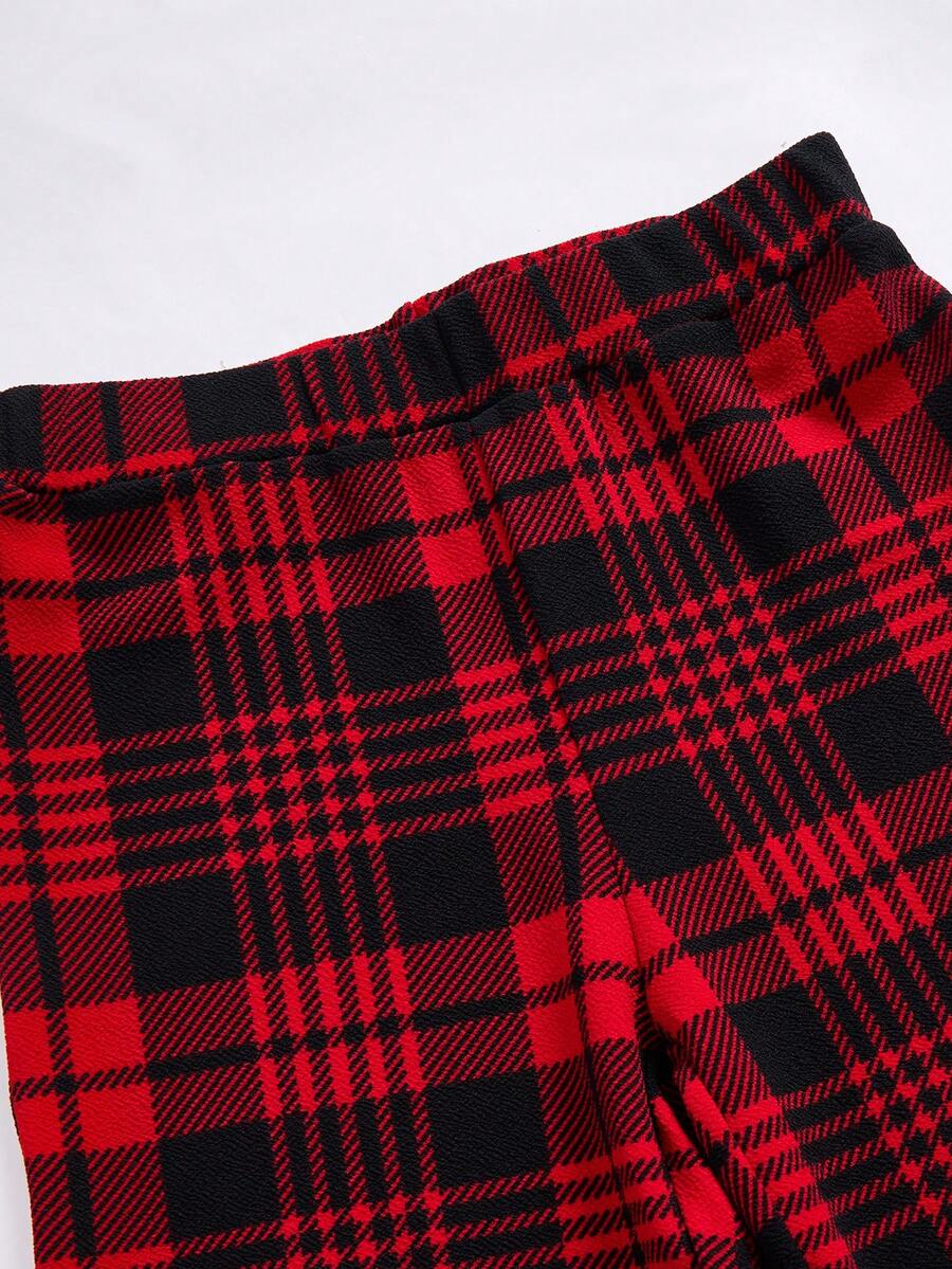 SHEIN Clasi Summer Elegant Women's Plaid Printed Elastic Knitted Pants, Suitable For Various Occasions, Suitable For Summer Vacation, Elegant Travel, And Daily Commuting Business Casual Woman
