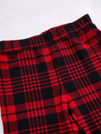 SHEIN Clasi Summer Elegant Women's Plaid Printed Elastic Knitted Pants, Suitable For Various Occasions, Suitable For Summer Vacation, Elegant Travel, And Daily Commuting Business Casual Woman