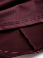 Sweetra New Fashion Wine Red Coated Elastic Fabric Off Shoulder Ruched Waist Slim Fit Mini Dress, High Neck Ruffle Detail, Suitable For Club Party, Cocktail, Commute, Daily Wear In Autumn/Winter