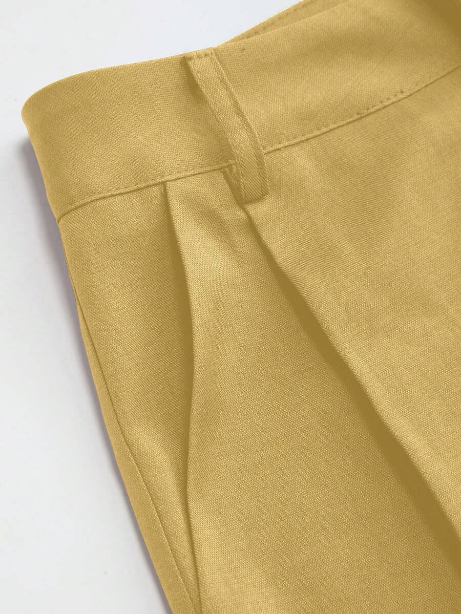 Vela Rue Minimalist Design Jumpsuit Pants, Hook & Zipper Closure, Thin Solid Green Straight Leg Trousers, Flattering Wide Leg, Fashionable All Season