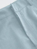 Vela Rue Minimalist Design Jumpsuit Pants, Hook & Zipper Closure, Thin Solid Green Straight Leg Trousers, Flattering Wide Leg, Fashionable All Season