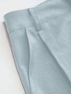 Vela Rue Minimalist Design Jumpsuit Pants, Hook & Zipper Closure, Thin Solid Green Straight Leg Trousers, Flattering Wide Leg, Fashionable All Season