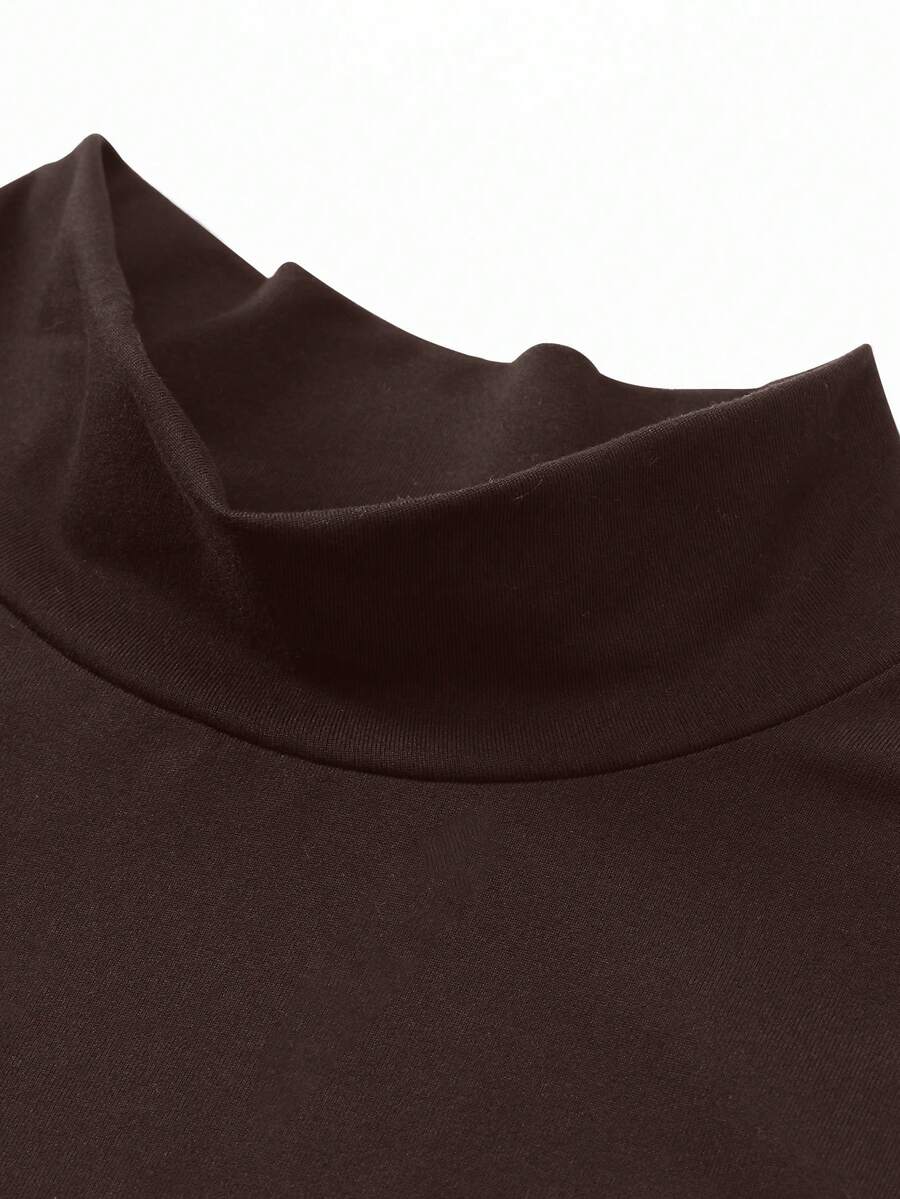 EARO Women's Long Slit Bodycon Dress, High-End Elegant Fashion Casual Versatile Layering Dress, TighRucheded Long Sleeve High Neck Knit Stretchy Mini Dress