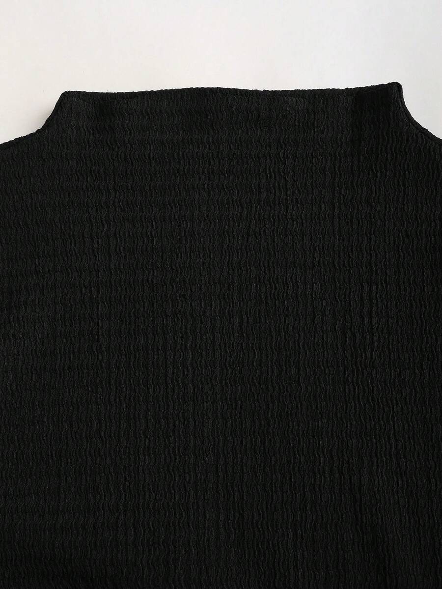 Sweetra Women's Stand Collar Cinched Waist Minimalist Flare Sleeve Bodycon Midi Dress
