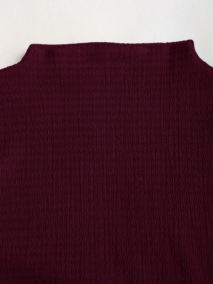 Sweetra Women's Stand Collar Cinched Waist Minimalist Flare Sleeve Bodycon Midi Dress