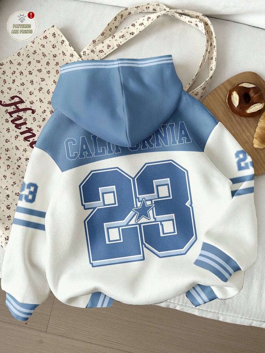 Attitoon Women's Casual Street Style Loose Sweatshirt, Color Block Design, Suitable For Autumn/Winter