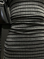 StreetHx Women's Casual Striped V-Neck Long Sleeve Short Dress