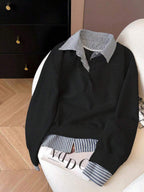 Airaco Women's Contrast Color Block Collar Long Sleeve Half-Zip Casual Pullover Sweatshirt