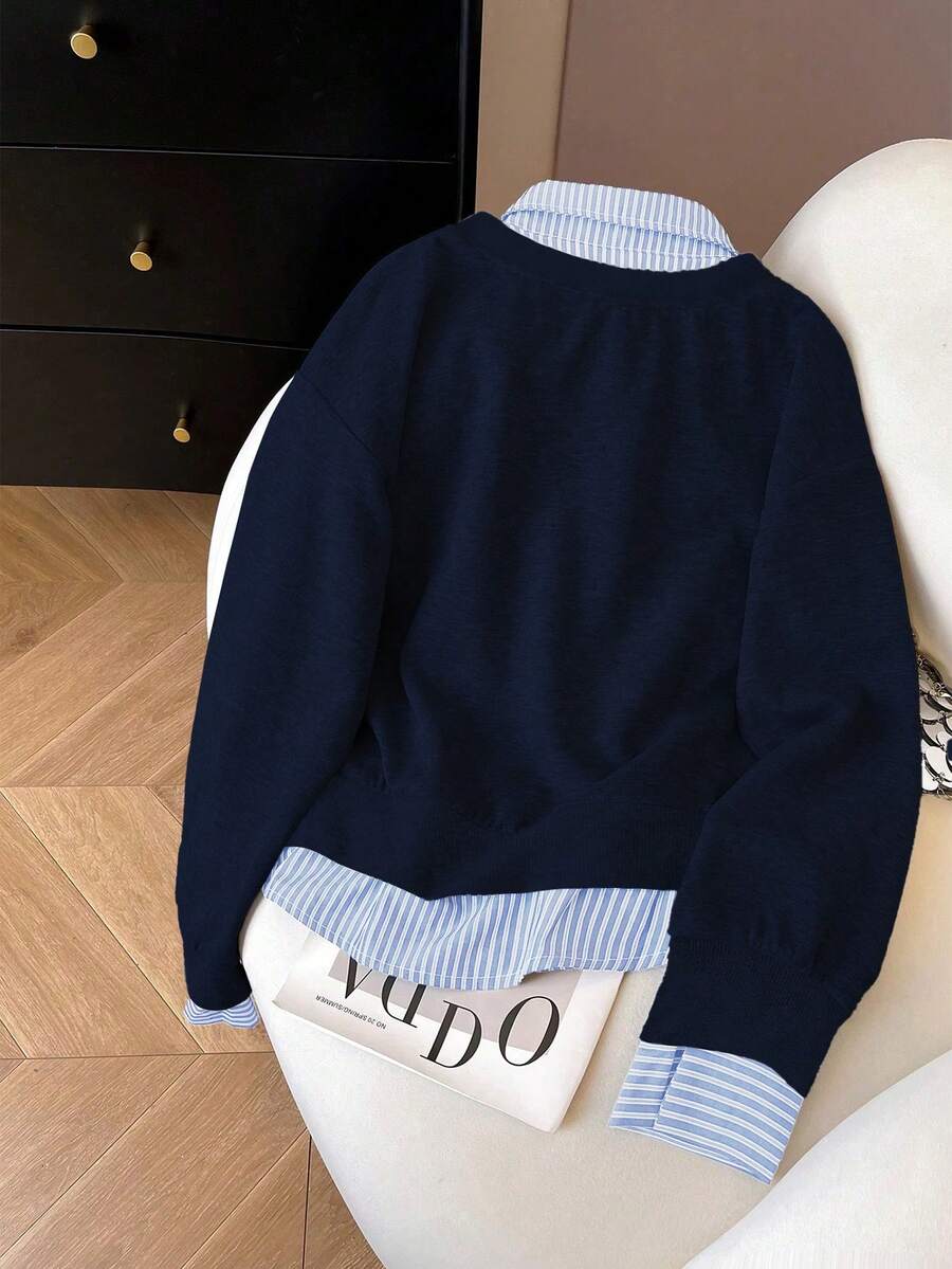 Airaco Women's Contrast Color Block Collar Long Sleeve Half-Zip Casual Pullover Sweatshirt