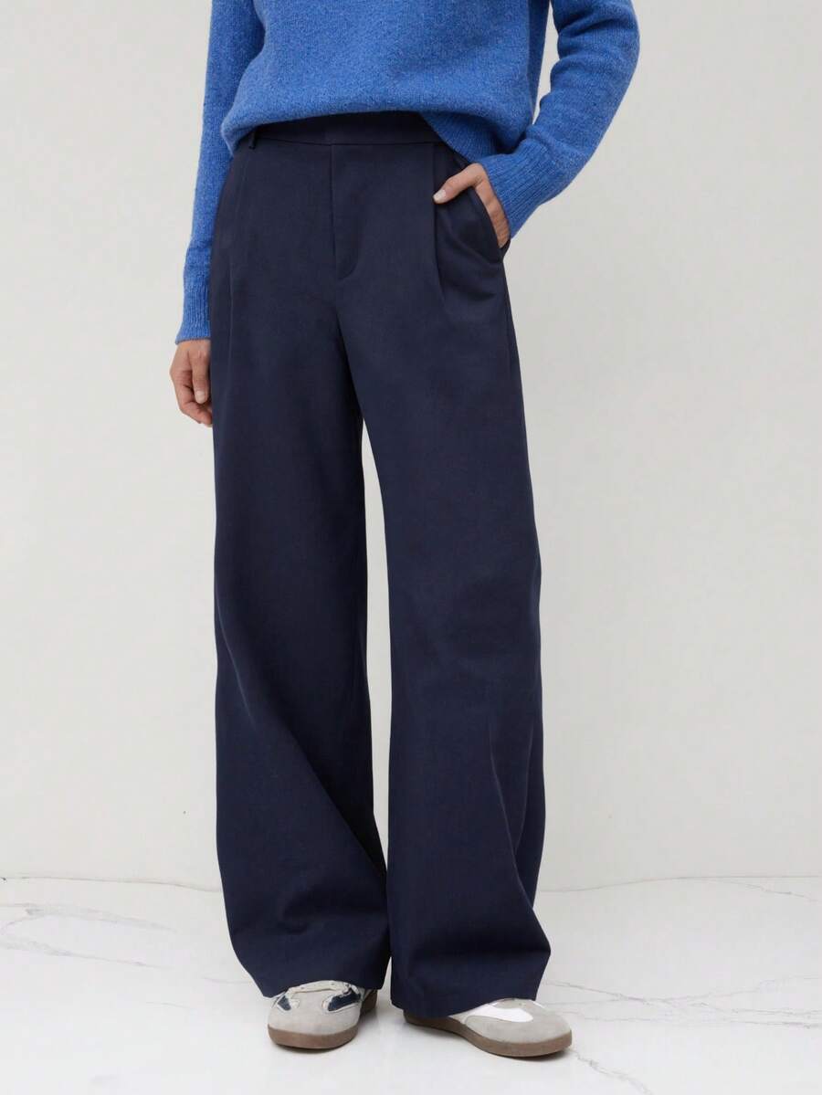 Vela Rue Minimalist Design Jumpsuit Pants, Hook & Zipper Closure, Thin Solid Green Straight Leg Trousers, Flattering Wide Leg, Fashionable All Season