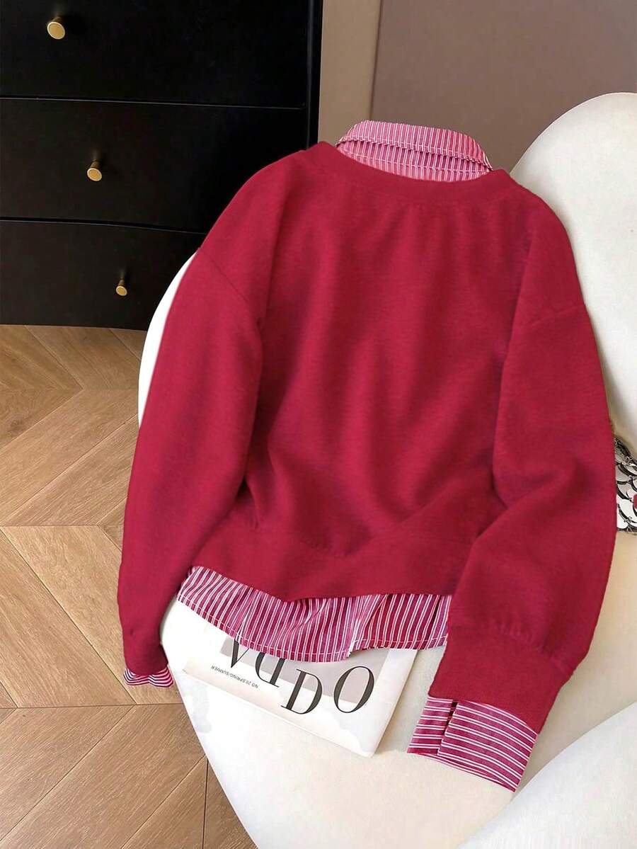 Airaco Women's Contrast Color Block Collar Long Sleeve Half-Zip Casual Pullover Sweatshirt