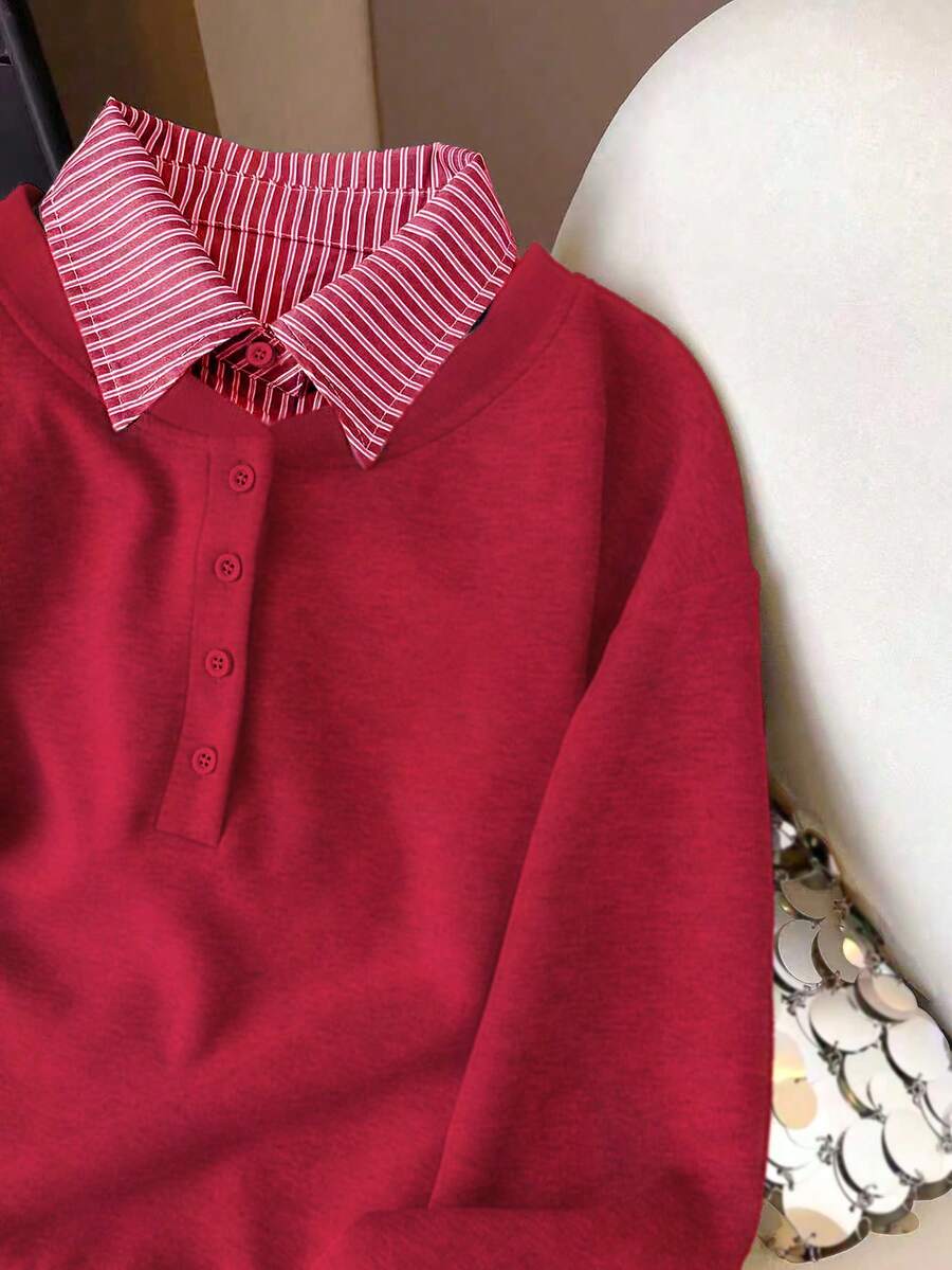 Airaco Women's Contrast Color Block Collar Long Sleeve Half-Zip Casual Pullover Sweatshirt