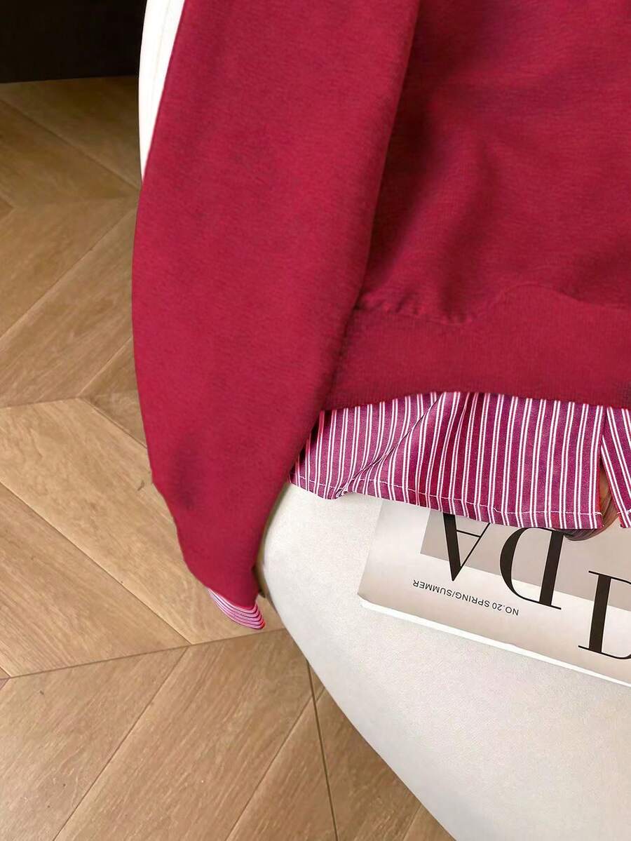 Airaco Women's Contrast Color Block Collar Long Sleeve Half-Zip Casual Pullover Sweatshirt