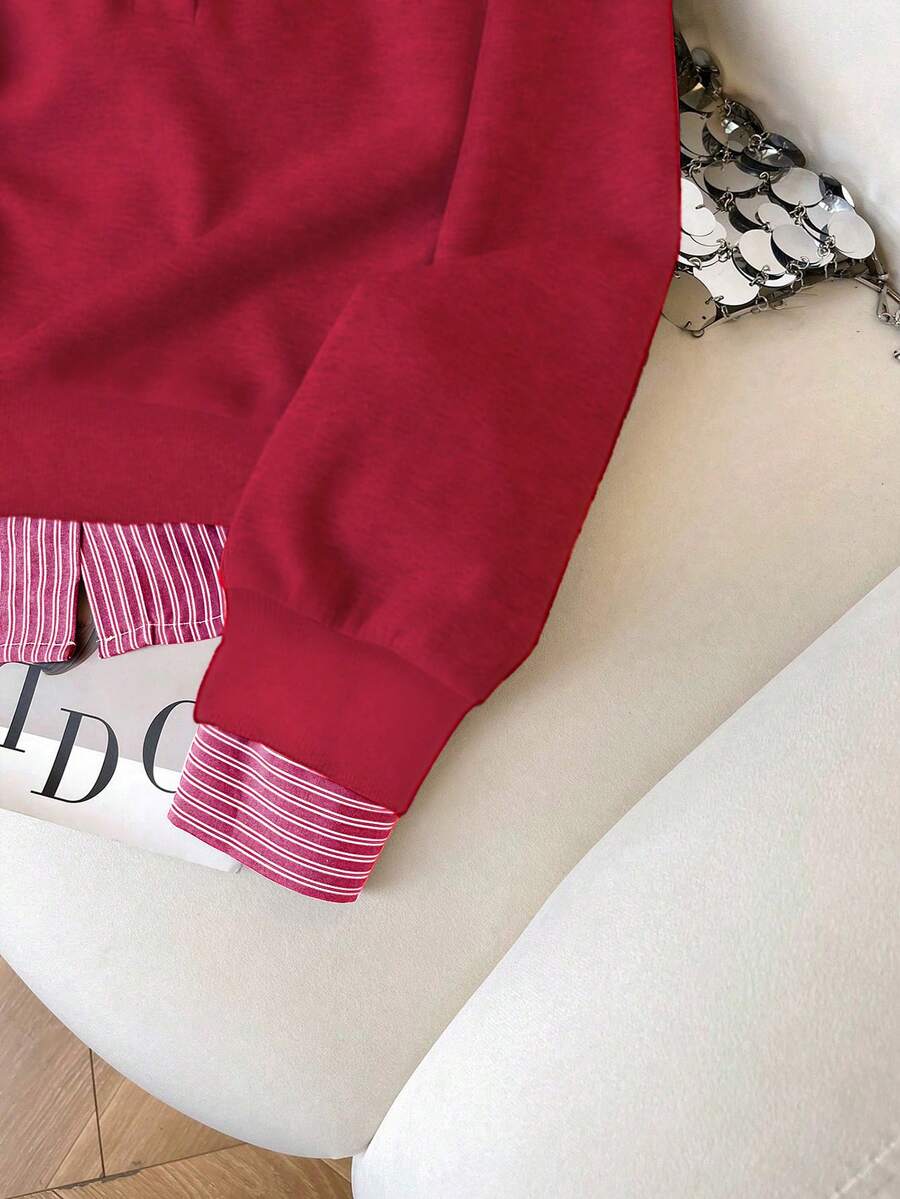 Airaco Women's Contrast Color Block Collar Long Sleeve Half-Zip Casual Pullover Sweatshirt