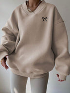 INAWLY Women's Spring And Autumn Loose Fit Casual Pullover With V-Neck And Dropped Shoulders,Ladies Spring/Fall Casual Long Sleeve V Neck Loose Regular Mint Green Drop Shoulder Pullovers Women Hoodies,Long Sleeve Tops Graduation,Back To School Outfits,Graduation,Teacher Outfits For Women,Back To School
