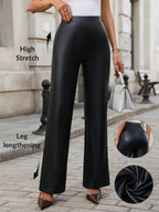 SHEIN Clasi Summer Elegant Women's Plaid Printed Elastic Knitted Pants, Suitable For Various Occasions, Suitable For Summer Vacation, Elegant Travel, And Daily Commuting Business Casual Woman