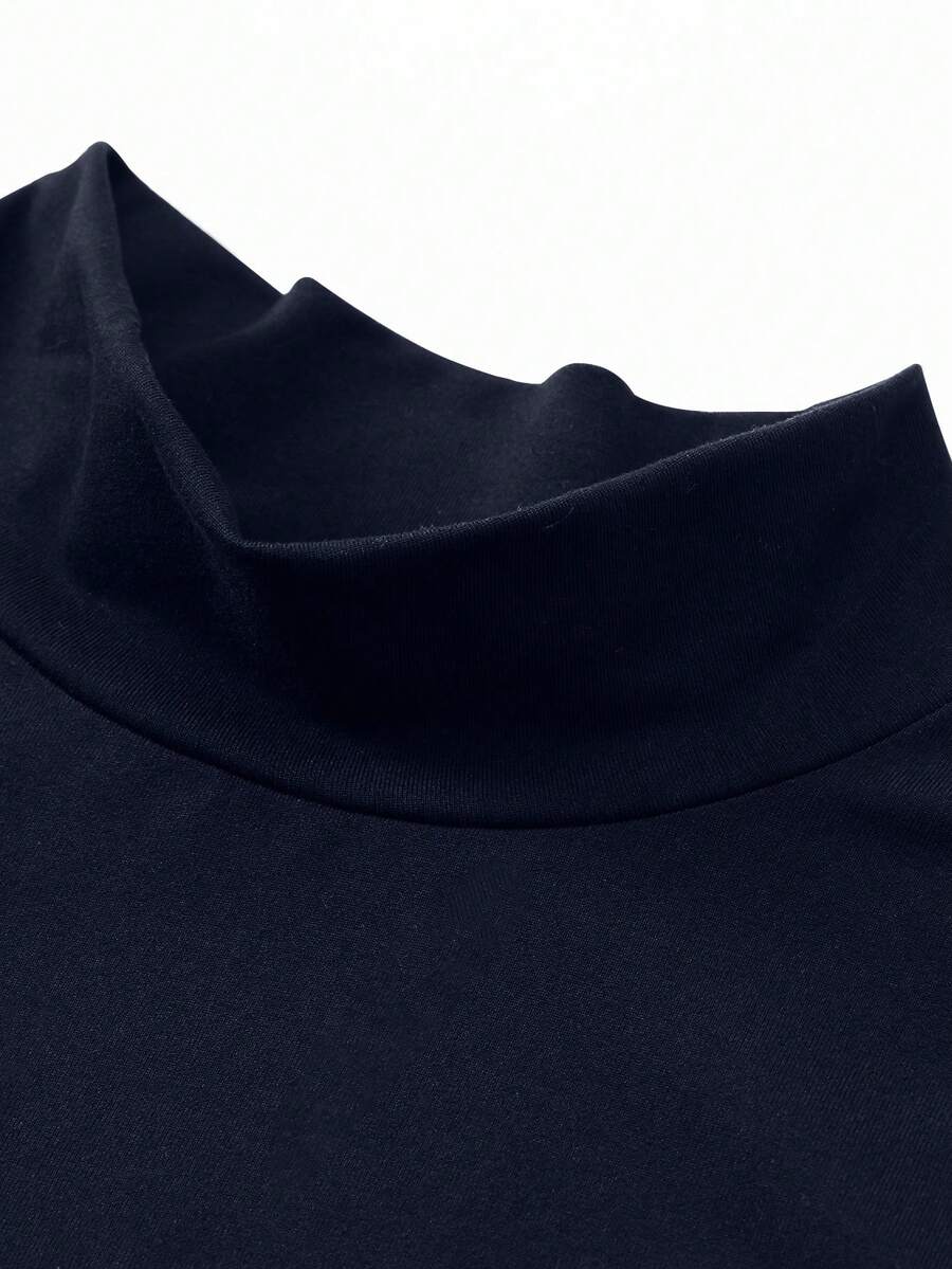 EARO Women's Long Slit Bodycon Dress, High-End Elegant Fashion Casual Versatile Layering Dress, TighRucheded Long Sleeve High Neck Knit Stretchy Mini Dress
