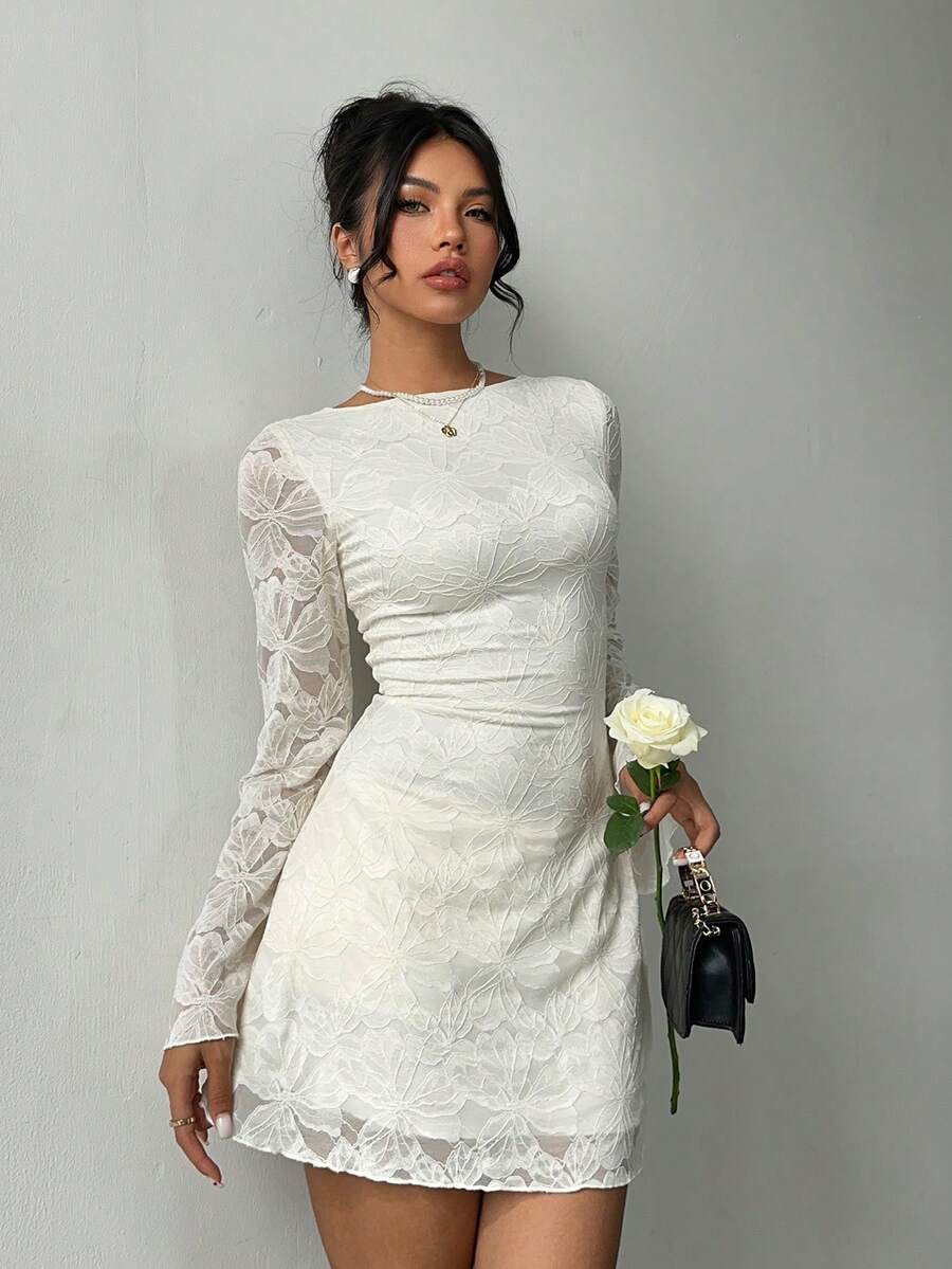 Aloruh Women's Romantic Elegant Lukea Lace Long Sleeve Mini Dress Cream,Women Dating Dress,Women Night Out Dress,Summer Dresses For Women, Honeymoon Outfits Woman .Women Wedding Guest Dress. Island Vacation Outfits,Wedding Guest Dress Women ,Sun Dresses For Women ,Elegant Dresses For Party, Birthday Dresses For Women,White Dresses For Women,Id AI-Adha , AI-Adha Party